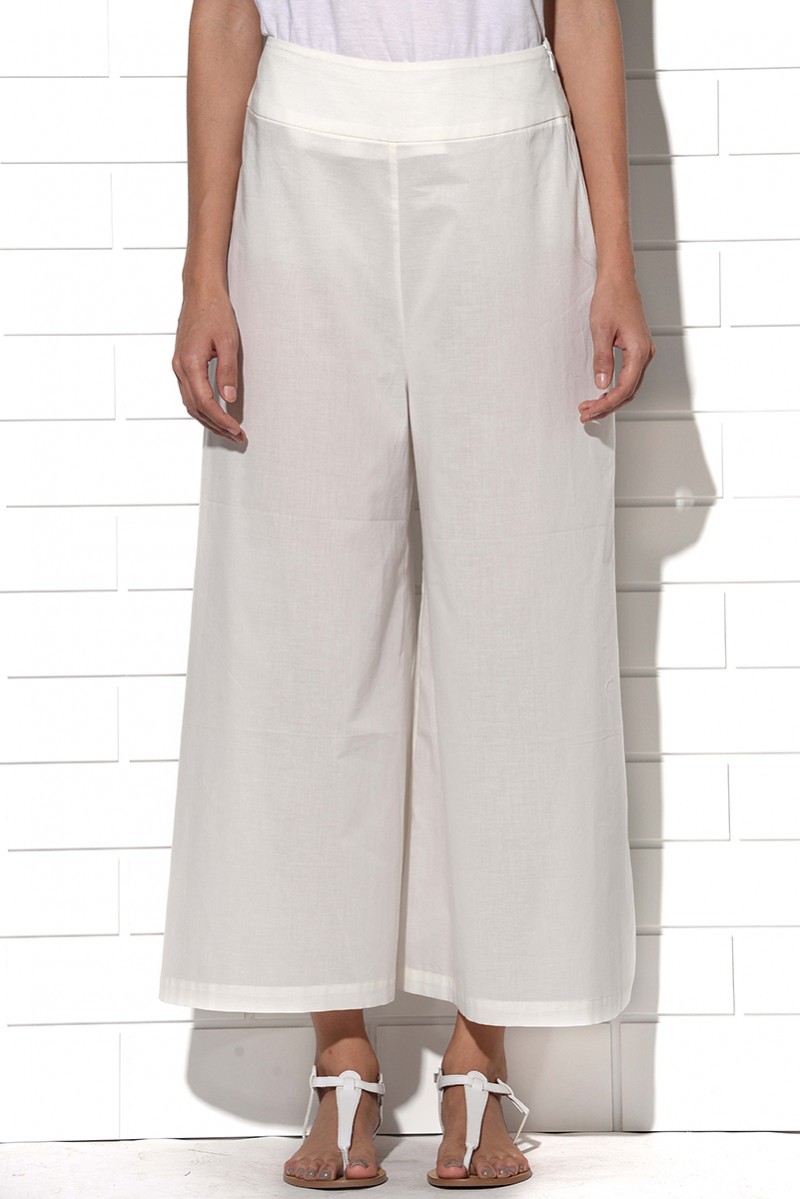 Milos wide leg summer pants in ivory